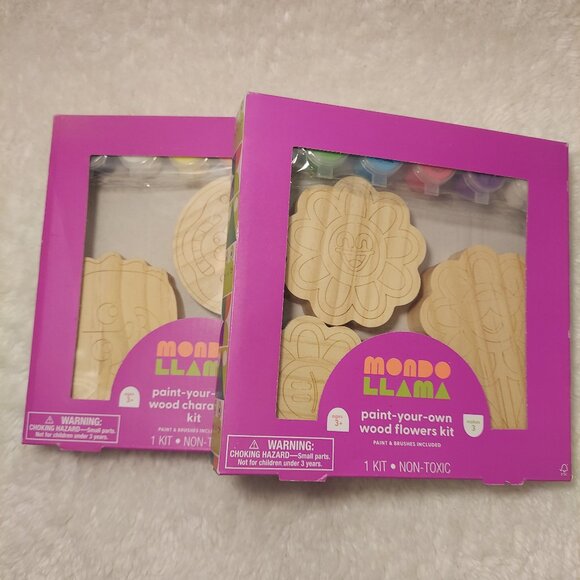 NWT Set of 2 Mondo Llama Paint Your Own Wood Kit - Picture 1 of 3
